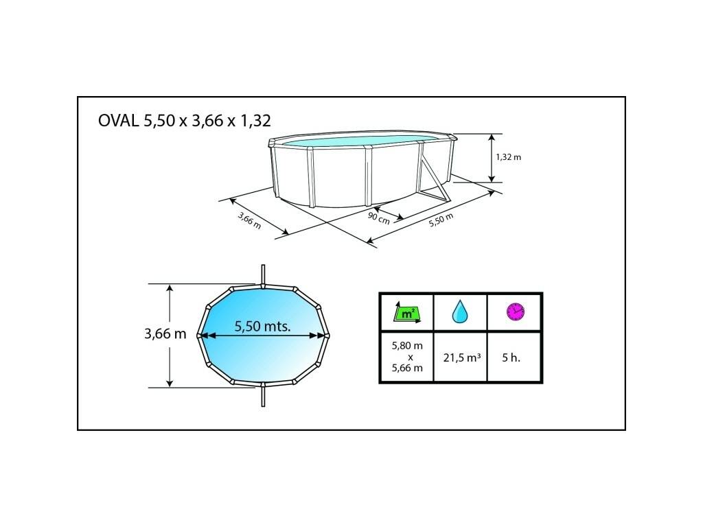 Piscine Prestigio 550 x 366 x 132 Cm Toi 1225