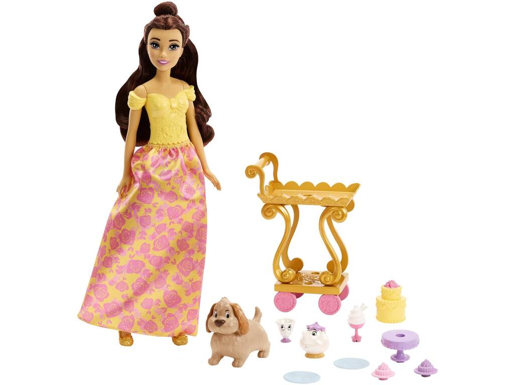 Princesse Disney Poupée Belle et Charriot de Thé Mattel HLW20