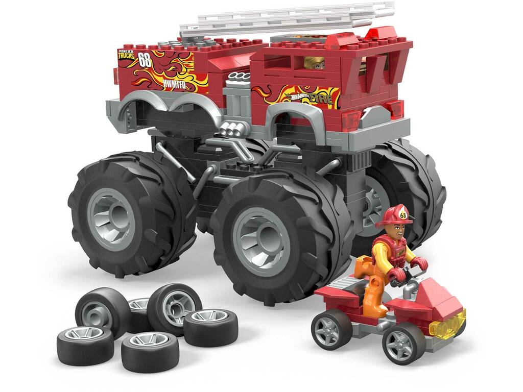 Mega Hot Wheels Monster Trucks Caminhão de Bombeiros 5 Alarmes