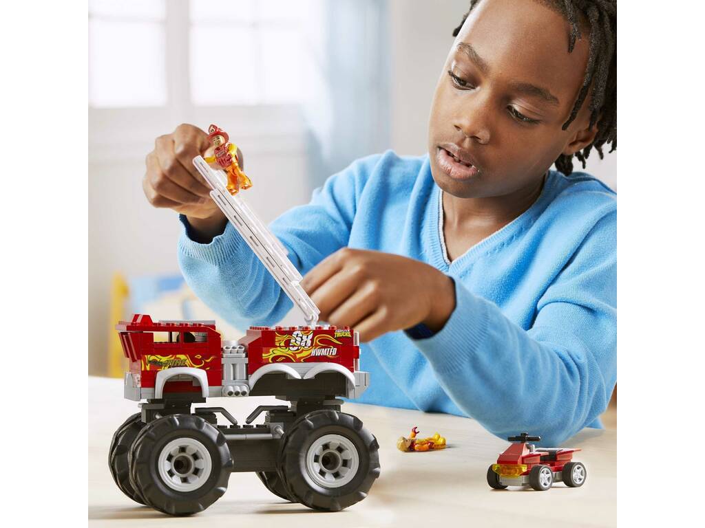 Mega Hot Wheels Monster Trucks Caminhão de Bombeiros 5 Alarmes