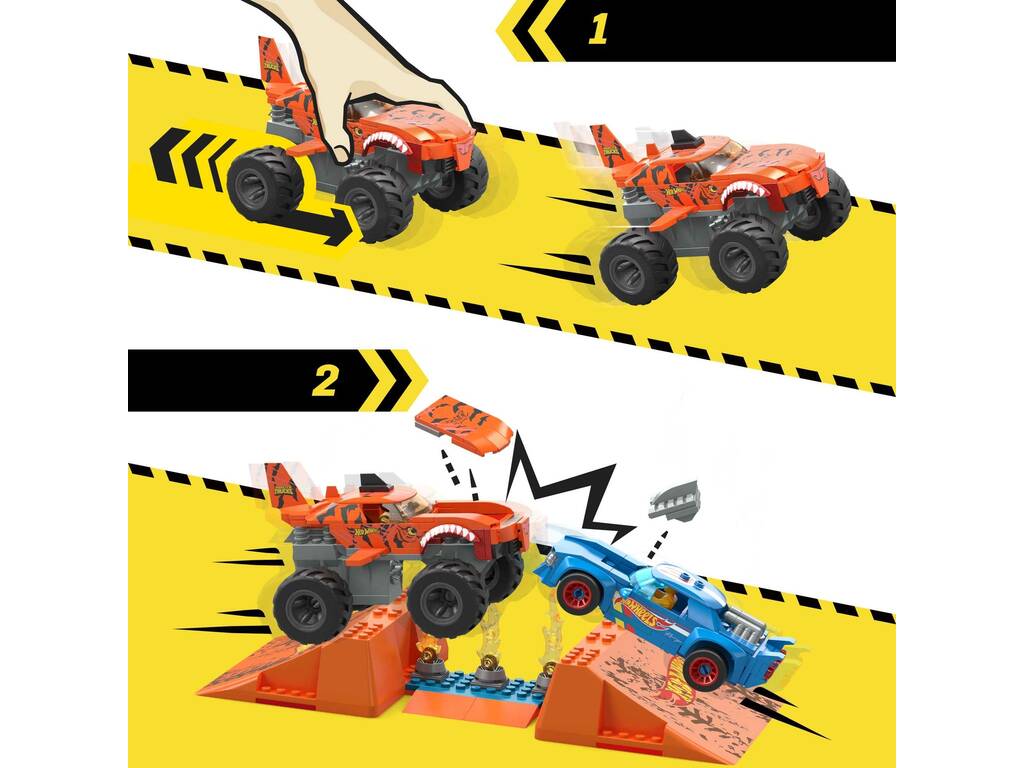 Mega Hot Wheels Monster Trucks Tiger Shark Teeth Track Mattel HKF88