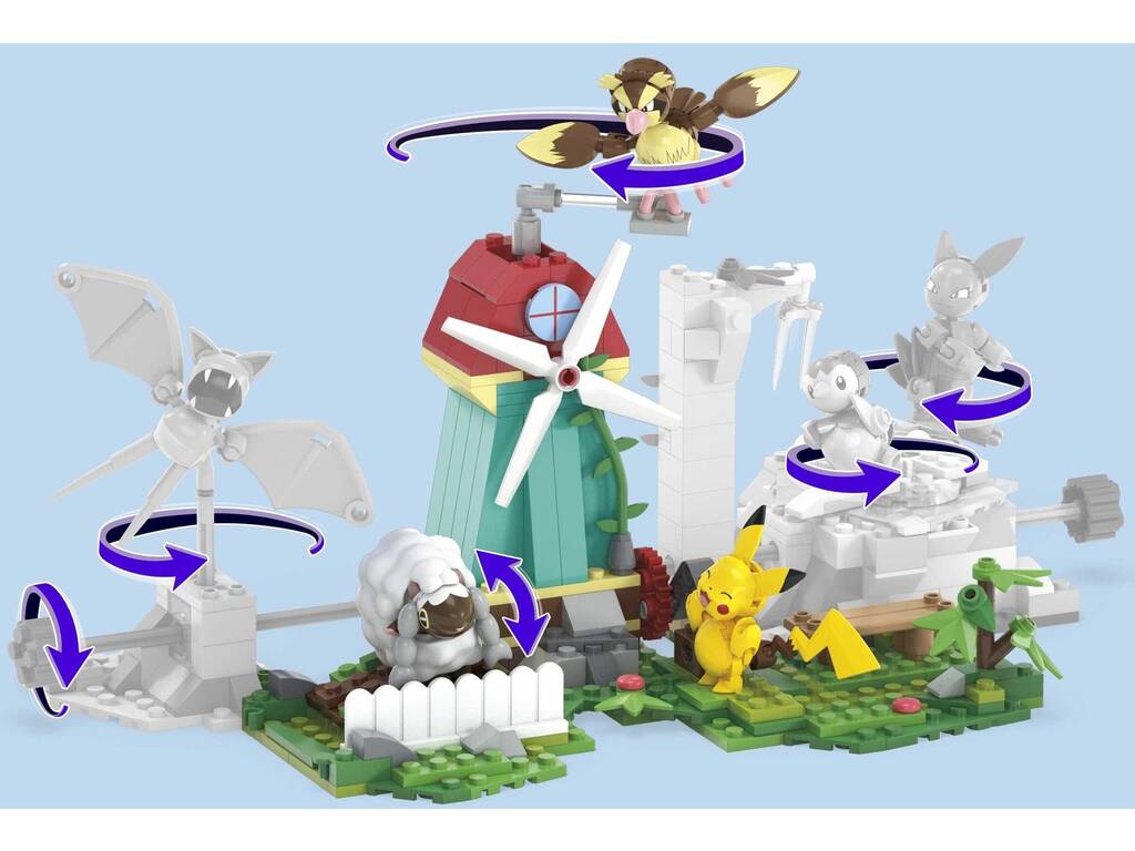 Pokémon Mega Pack Molino Campestre com Pikachu, Pidgey e Wooloo Mattel HKT21