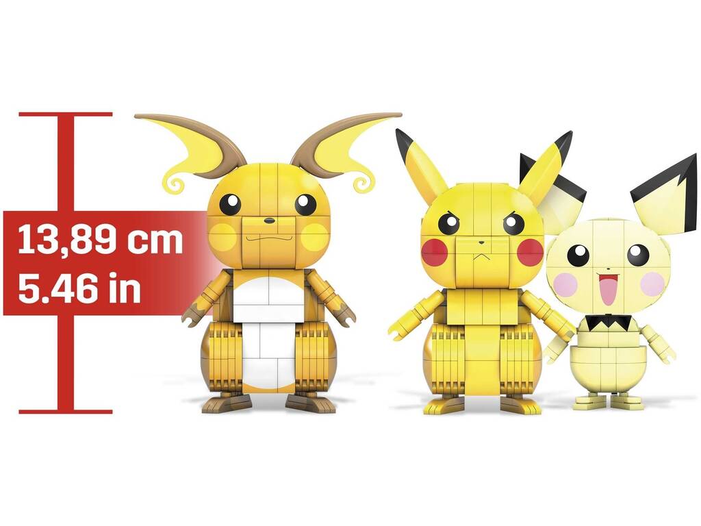 Pokémon Mega Construx Figuras Pichu, Pikachu e Raichu Mattel GYH06