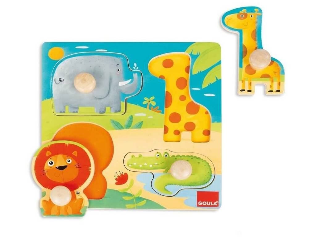Puzzle Gola Legno Animali della giungla Diset 53004