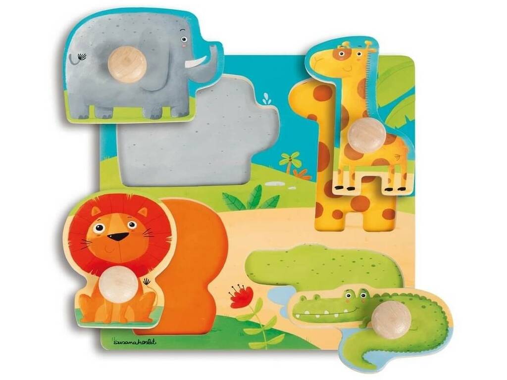 Puzzle Gola Legno Animali della giungla Diset 53004