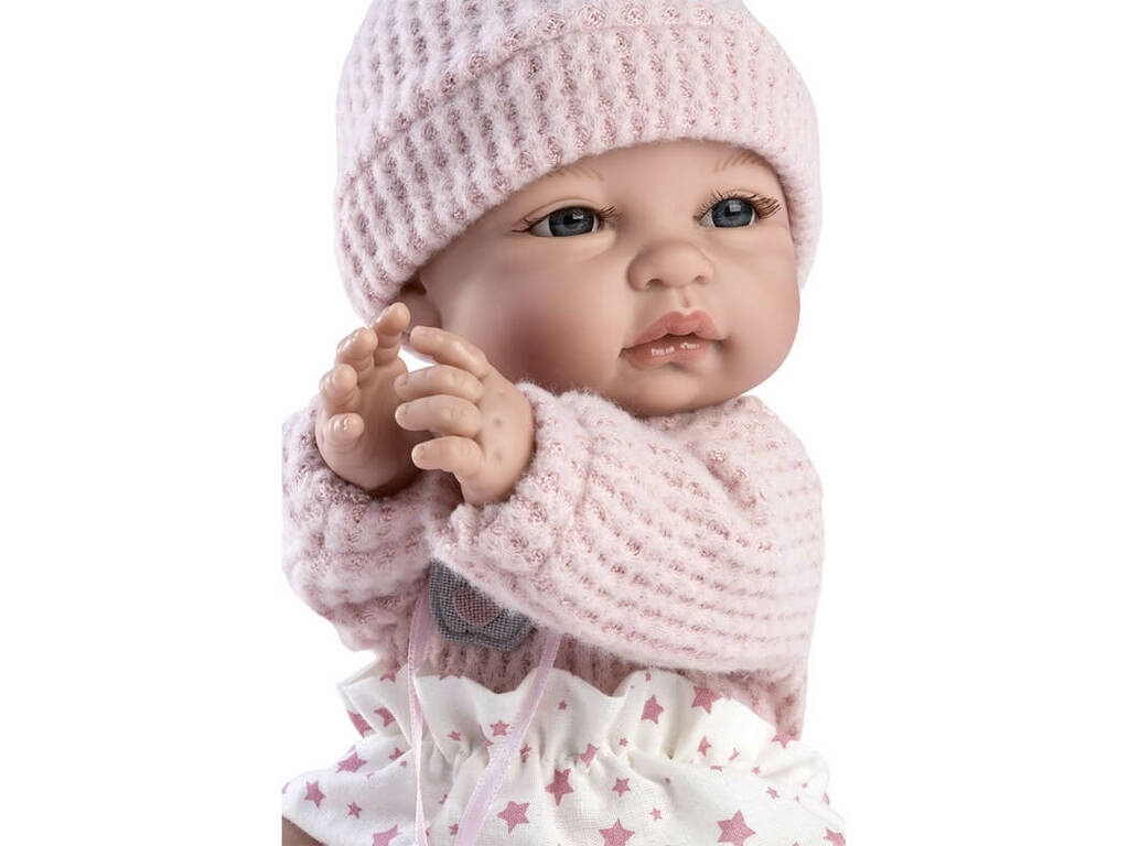 Bambola Baby Coral 34 cm. con Culla a Punti Rosa e Stelline Berbesa 3221