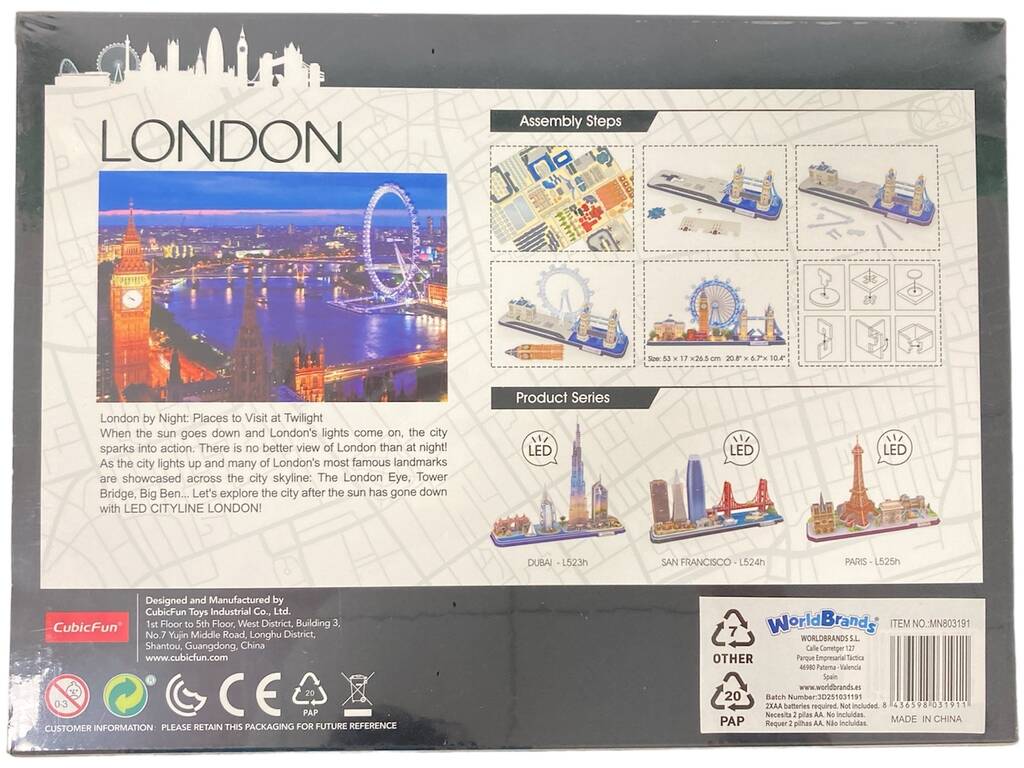 Puzzle 3D City Line Led Londres World Brands MN803191 