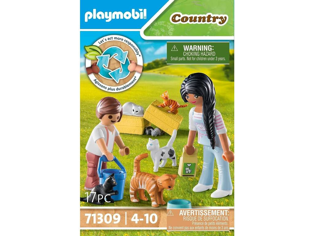 Playmobil Granja Familia de Gatos de Playmobyl 71309