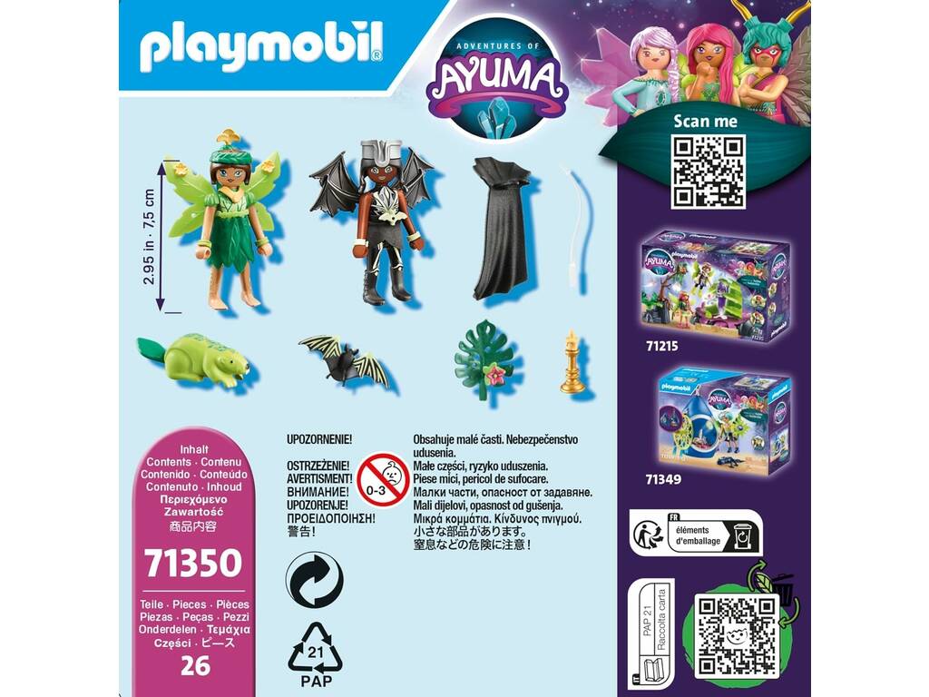 Playmobil Aventures de la fée de la forêt et de la fée chauve-souris Ayuma avec Animales del Alma 71350