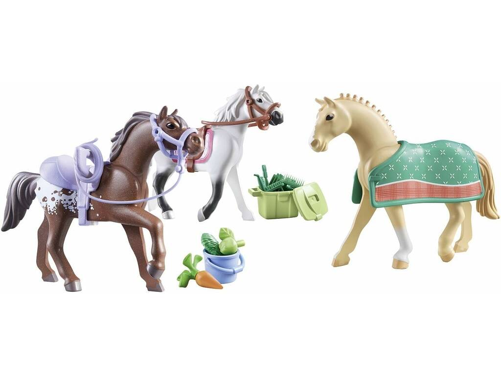 Playmobil Chevaux de la cascade Trois chevaux avec selles 71356