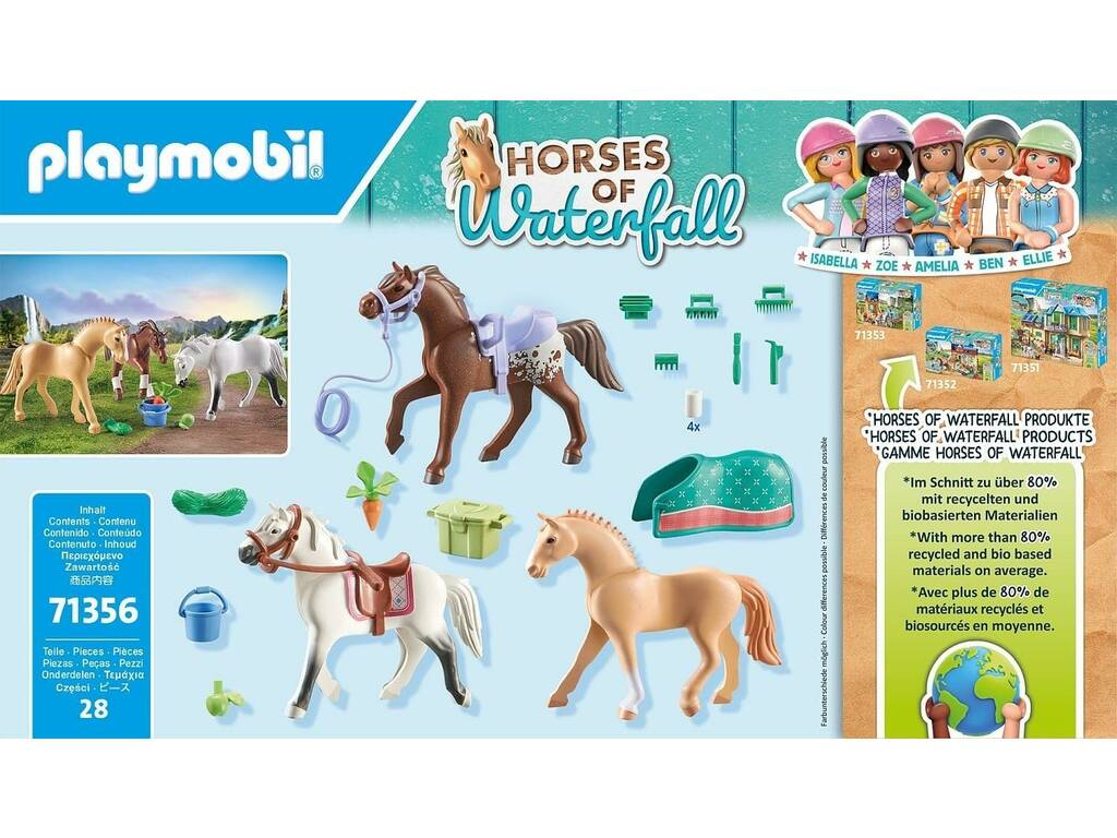 Playmobil Chevaux de la cascade Trois chevaux avec selles 71356