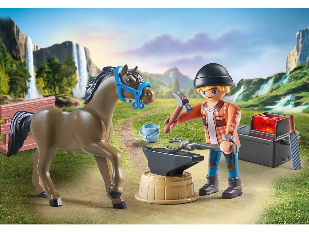 Playmobil Horses of Waterfall Ferreiro Ben e Aquiles 71357