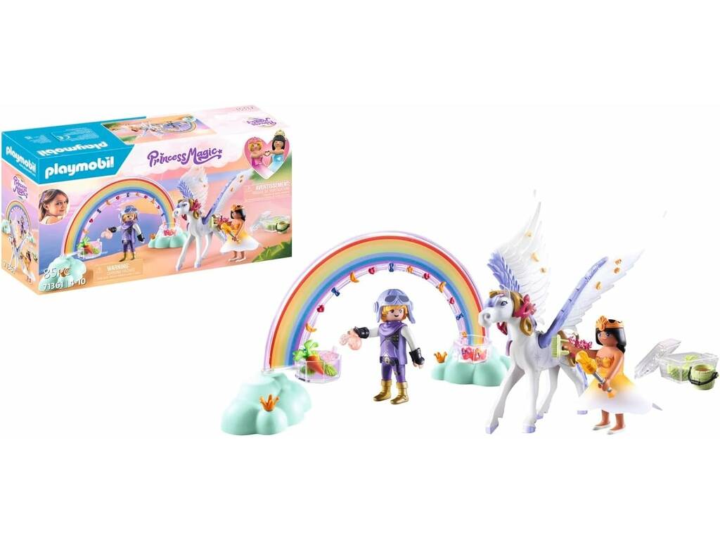 Playmobil Castello Arcobaleno Pegasus con arcobaleno tra le nuvole 71361