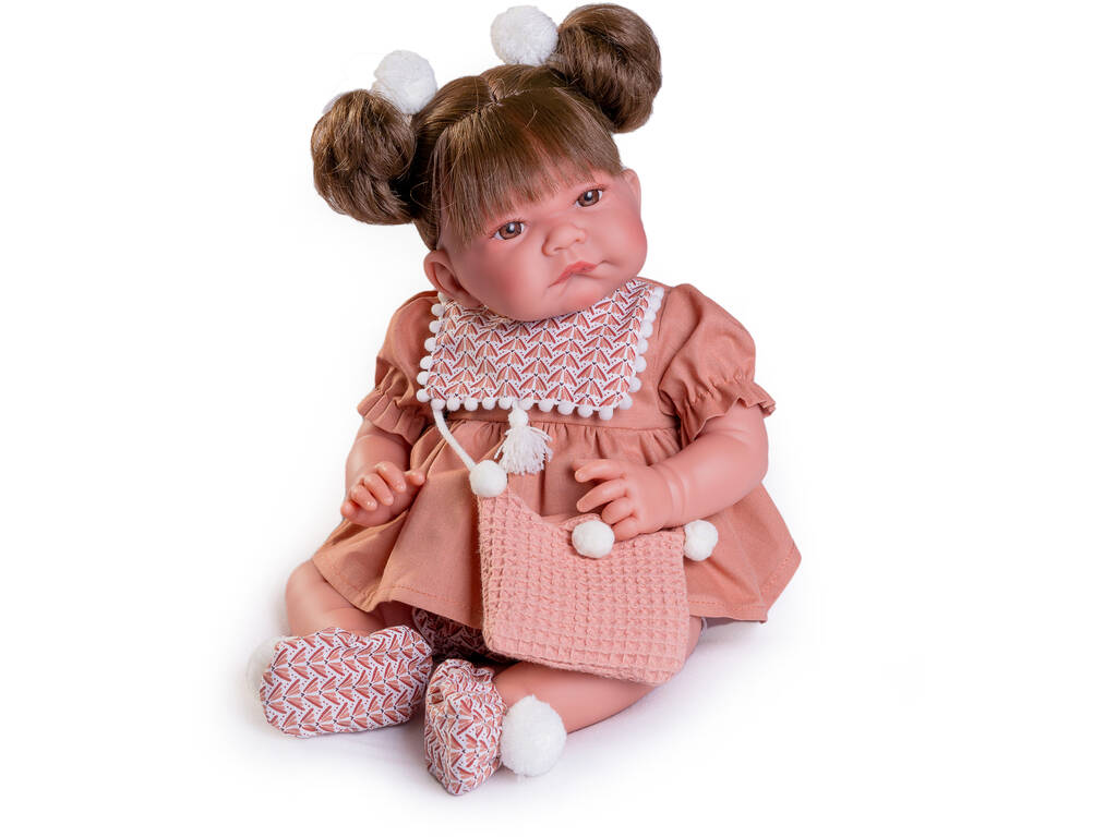 Bambola neonata Nica con code di cavallo e borsa 42 cm di Antonio Juan 33347