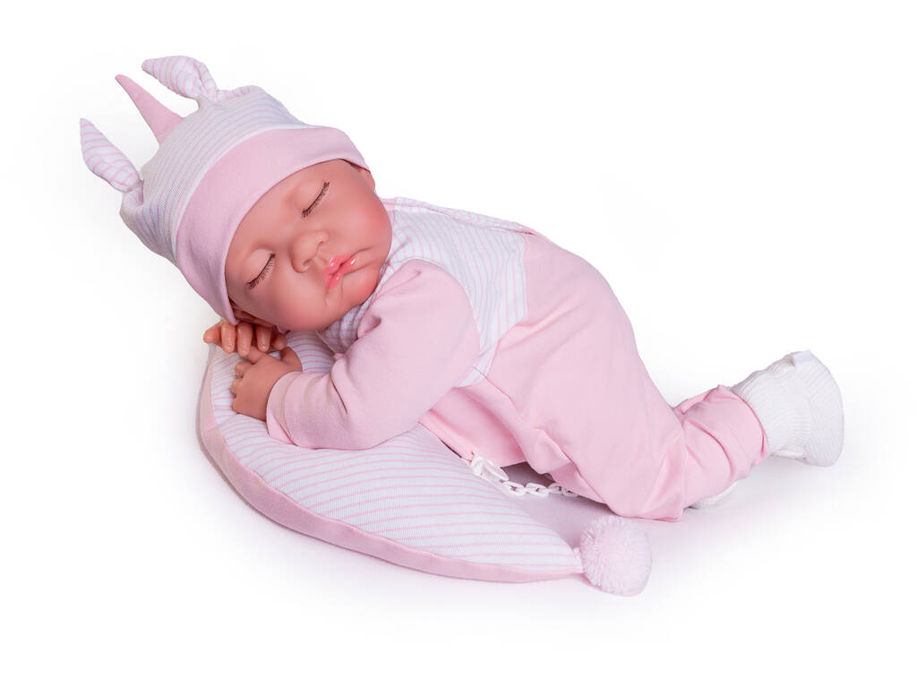 Muñeca Recién Nacida Luna Con Cojín 42 cm. Peso Real Antonio Juan 33355