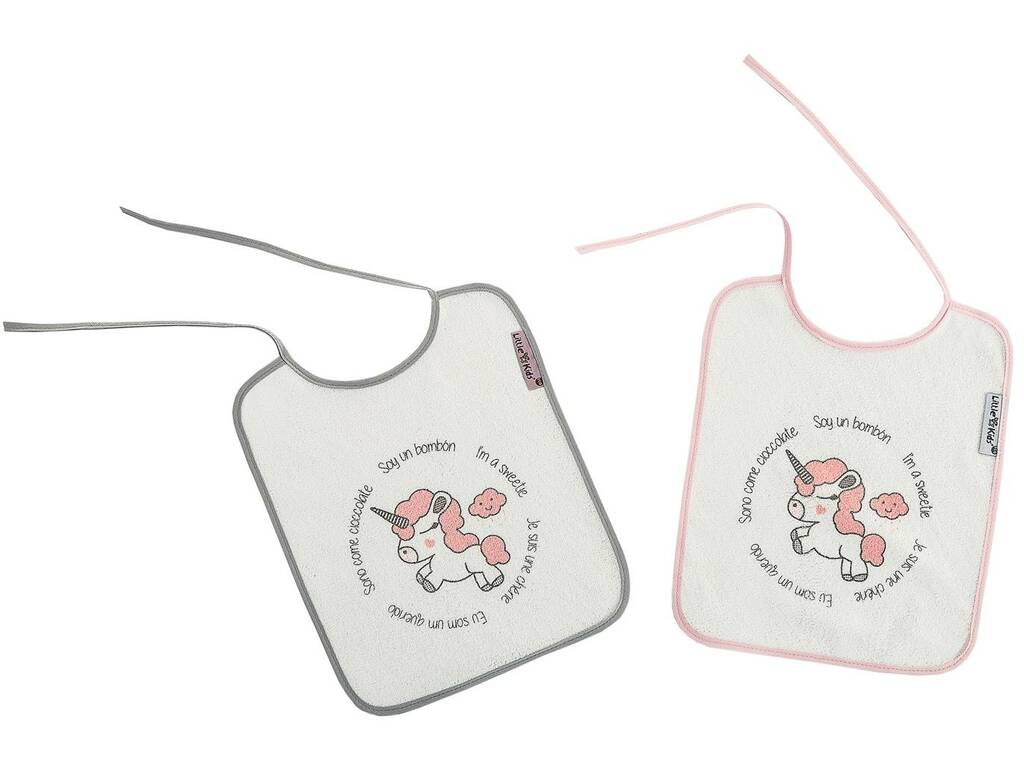 Lot de 3 bavoirs en éponge licorne Creaciones Llopis 28102
