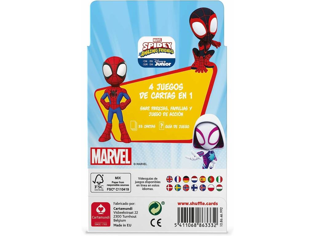 Spidey And His Amazing Friends Mazzo di carte per bambini Shuffle 4 en 1 Fournier 10034850