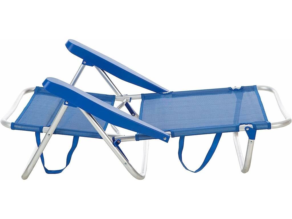 Sedia da spiaggia bassa pieghevole in alluminio colore blu Aremar 70535