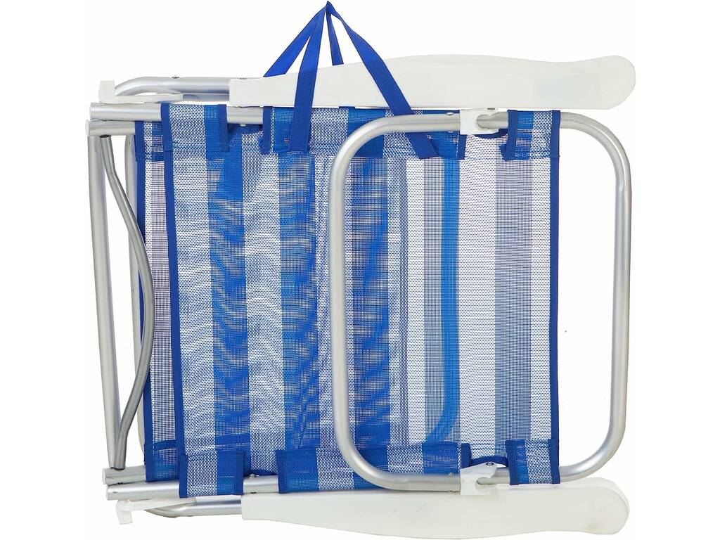 Sedia da spiaggia bassa pieghevole in alluminio Colore Blu e Bianco a strisce Aremar 70536