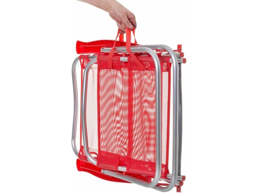 Sedia da spiaggia bassa pieghevole in alluminio colore rosso Aremar 70537