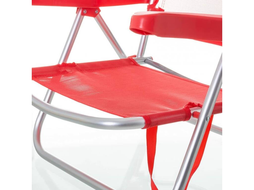 Sedia da spiaggia bassa pieghevole in alluminio colore rosso Aremar 70537