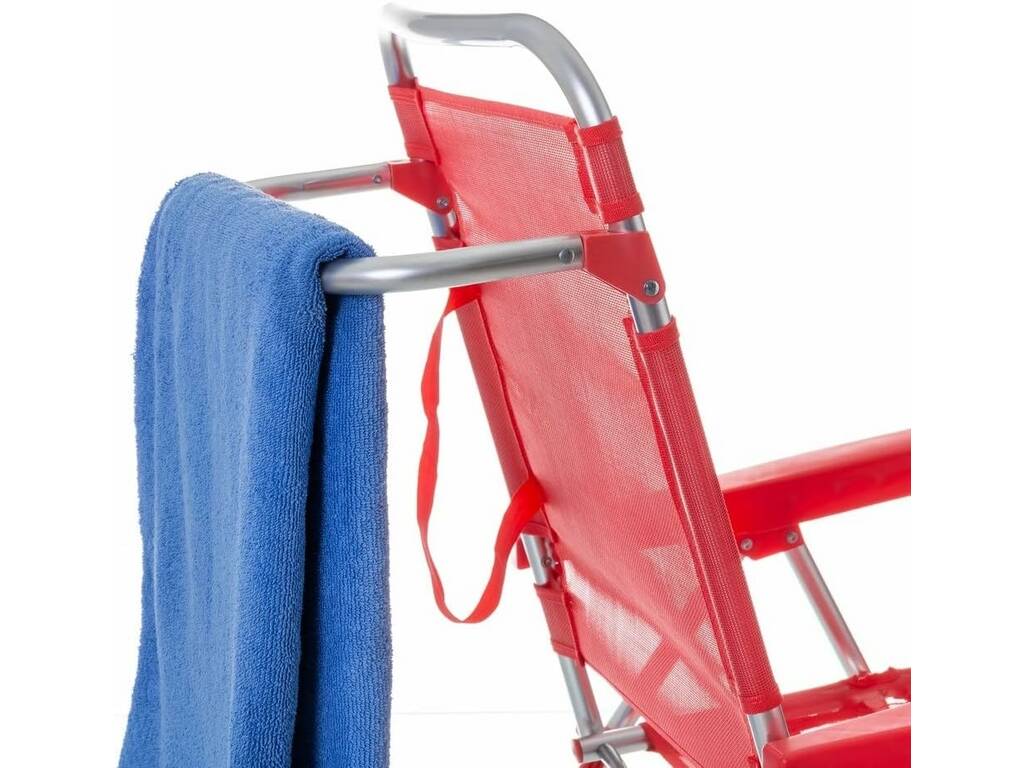 Sedia da spiaggia bassa pieghevole in alluminio colore rosso Aremar 70537