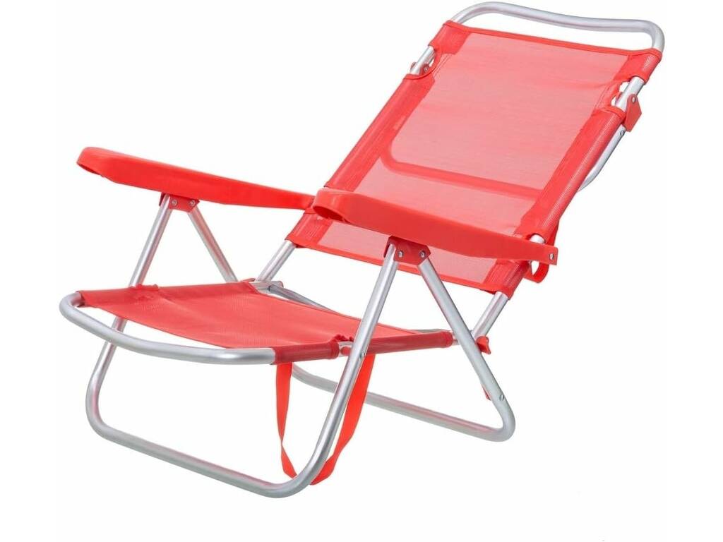 Sedia da spiaggia bassa pieghevole in alluminio colore rosso Aremar 70537
