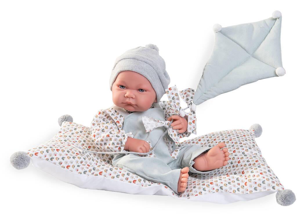 Bambola neonata Nico con Cometa e cuscino 42 cm di Antonio Juan 50394