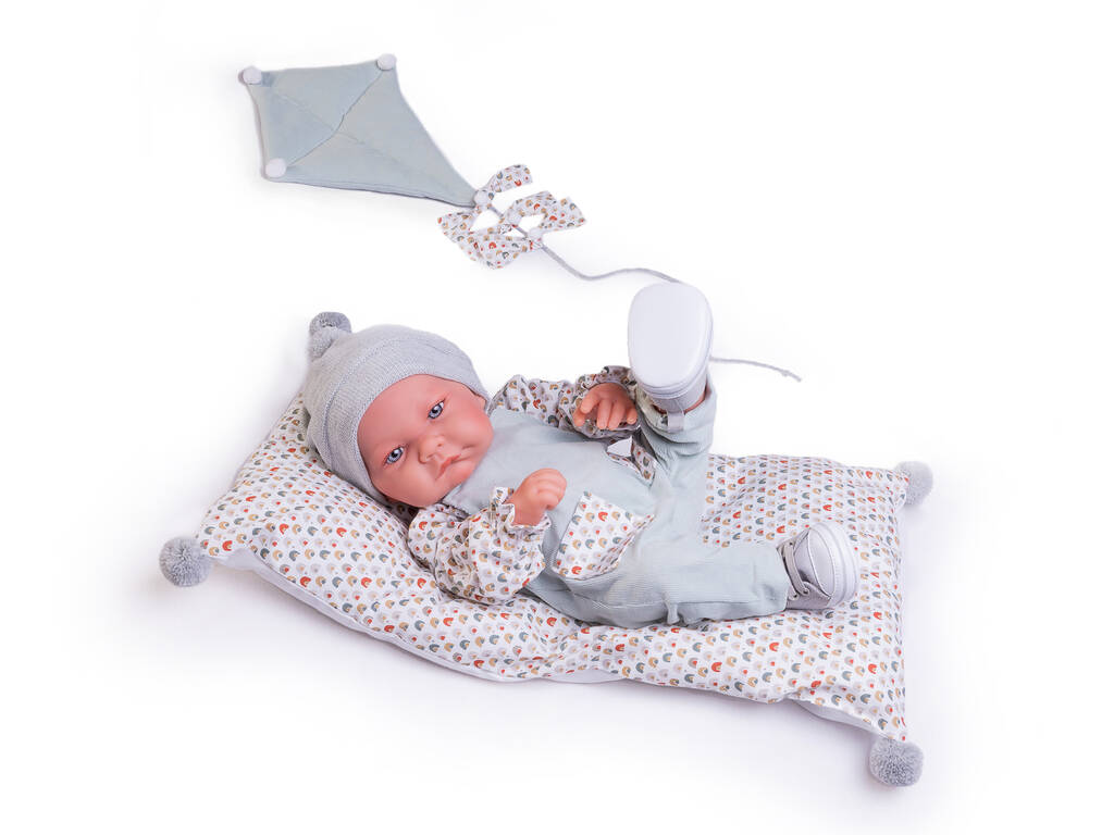 Bambola neonata Nico con Cometa e cuscino 42 cm di Antonio Juan 50394
