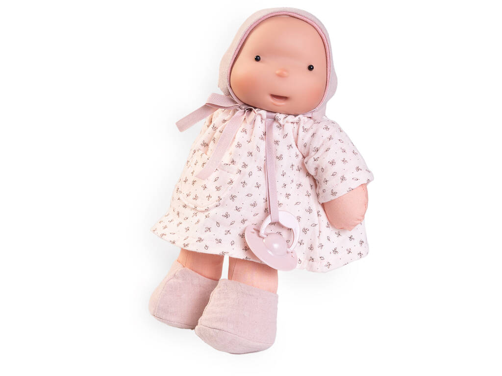 Bambola organica senza plastica Ariel rosa con cappuccio 26 cm de Antonio Juan 86322