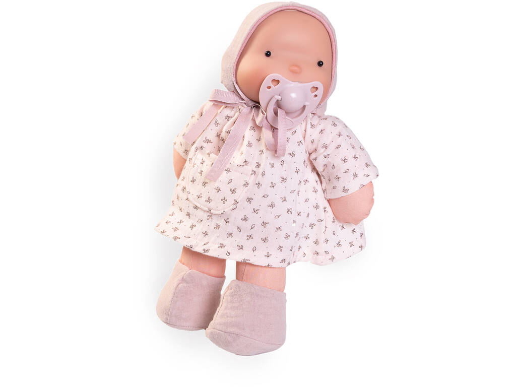Bambola organica senza plastica Ariel rosa con cappuccio 26 cm de Antonio Juan 86322