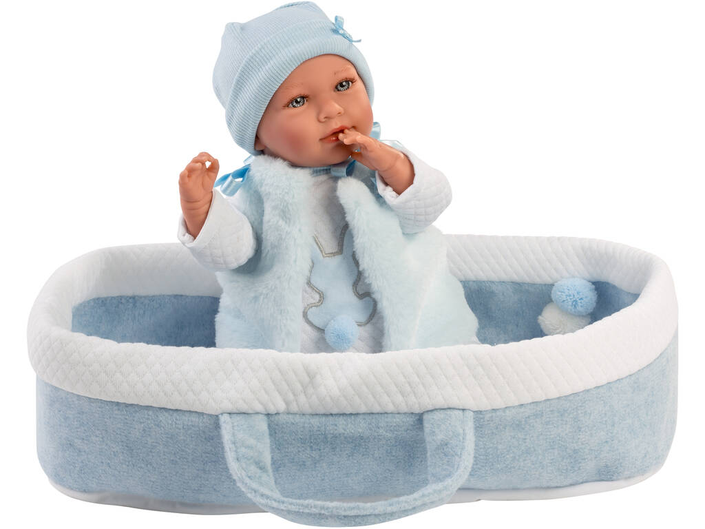 Bambola Mimo piagnucolona Culla Azzurra 40 cm. Llorens 74011