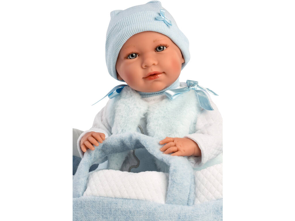 Bambola Mimo piagnucolona Culla Azzurra 40 cm. Llorens 74011