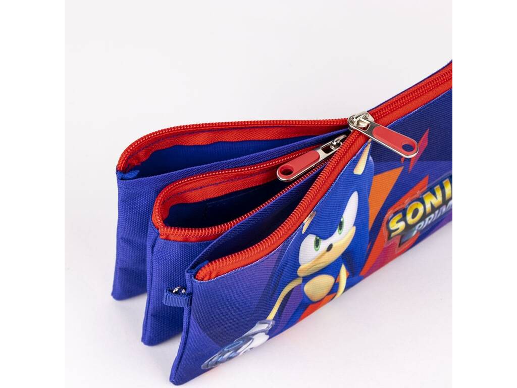 Astuccio per matite a 3 scomparti Sonic di Cerdá 2700000550