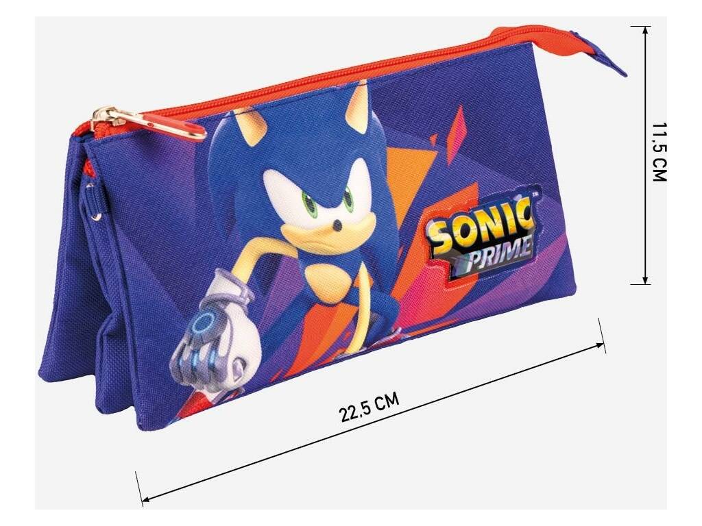Astuccio per matite a 3 scomparti Sonic di Cerdá 2700000550