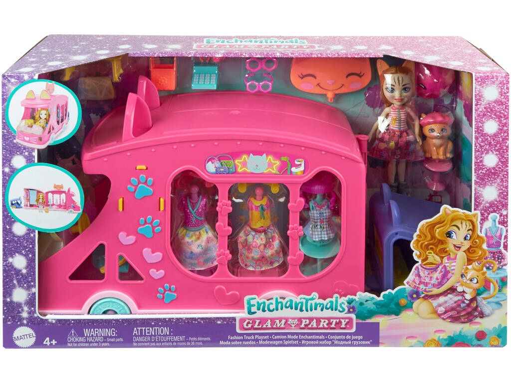 Enchantimals Camión De Moda De Gato de Mattel HPB34