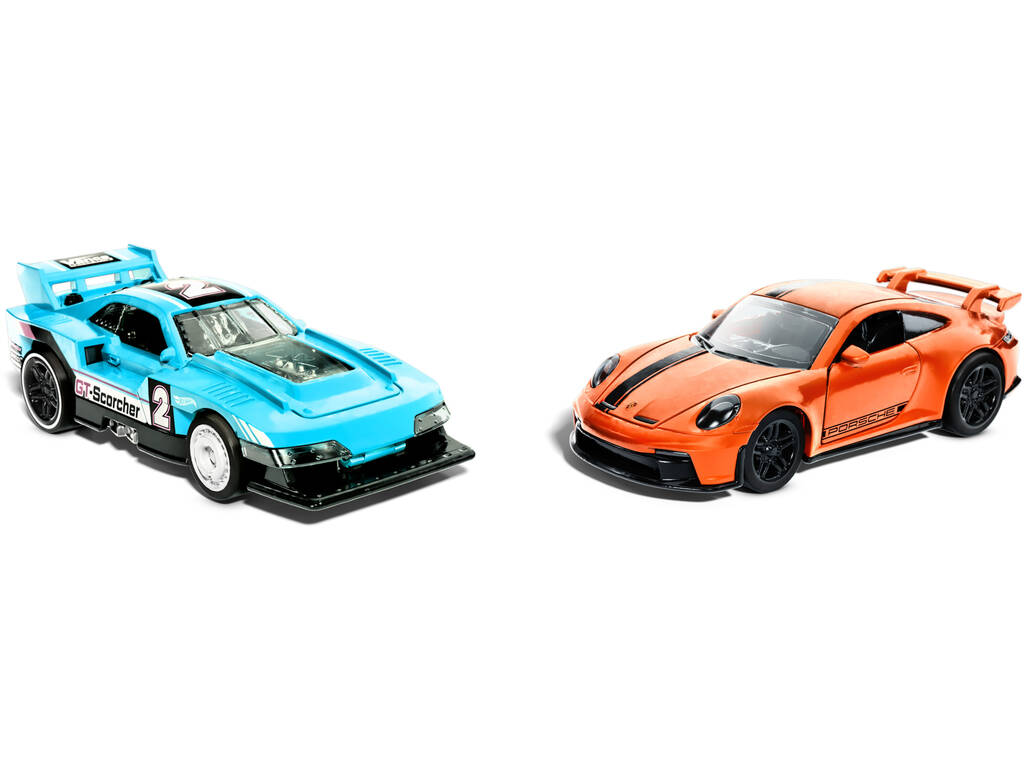 Hot Wheels Pack 2 Pull-Back-Rennwagen Speeders Mattel HPR91