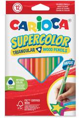 Carioca Pack de 12 crayons de couleur Supercolor triangulaires Maxi