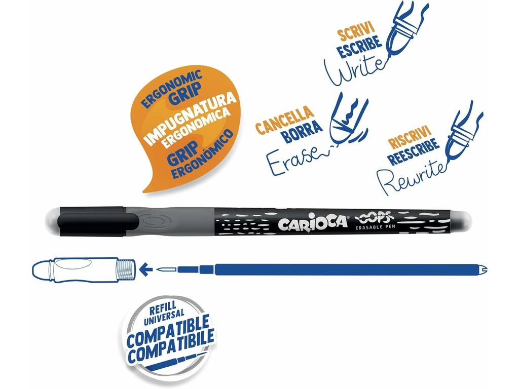 Carioca Penna a sfera OOPS cancellabile nera 31036/01