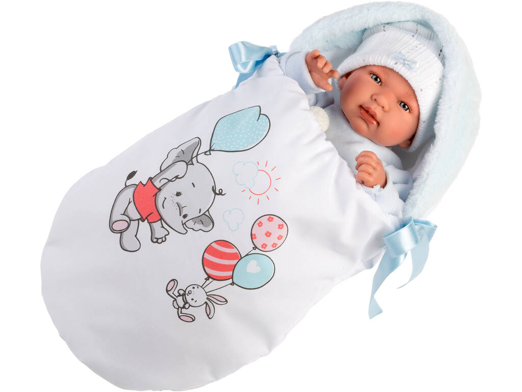 Poupée Tino avec sac à chenilles 44 cm.