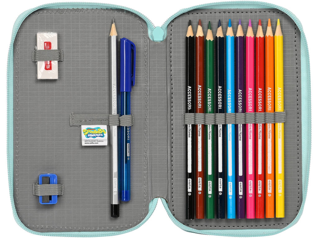 Bob l'éponge reste positif 28 pièces Safta double trousse à crayons 412291854