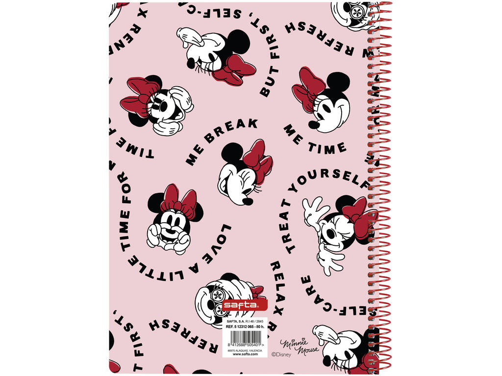 Taccuino quarto Folio Copertina rigida 80 h. Minnie Mouse Me Time Safta 512312065