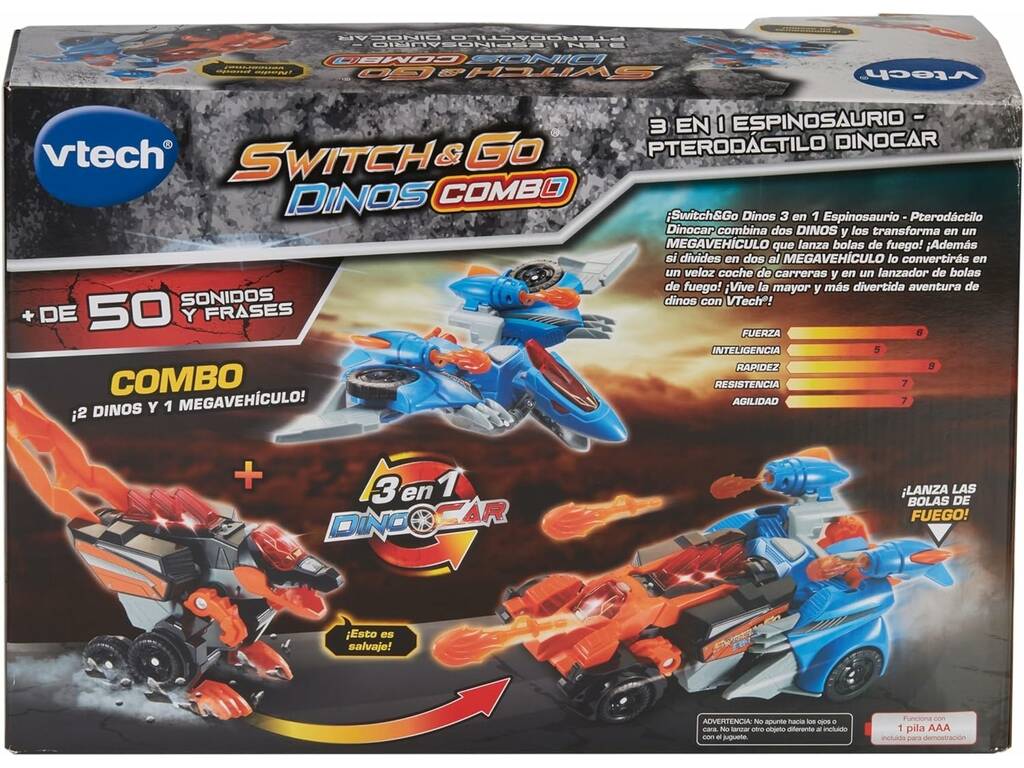 Switch & Go Dinos 3 In 1 Spinosaurus Pterodactyl Dinocar Vtech 80-549322