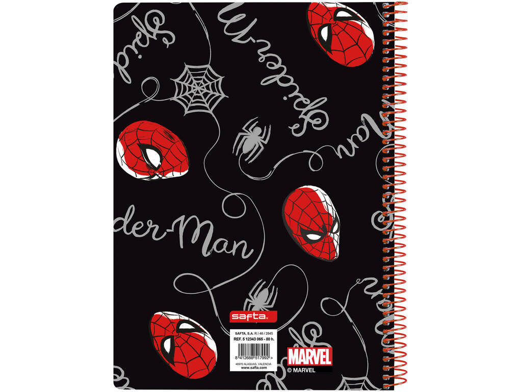 Taccuino quarto Folio Copertina rigida 80 h. Spiderman Hero Safta 512343065