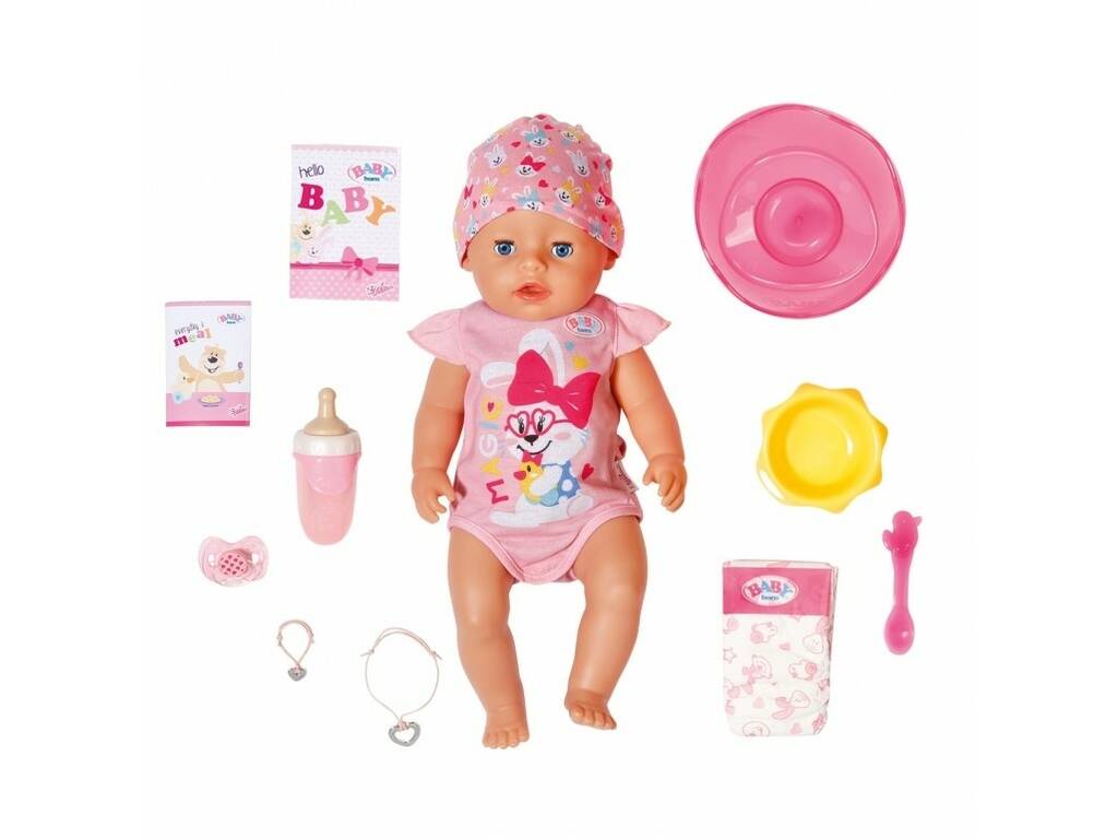Boneca Interativa Baby Born Menina Vestido Rosa 43 cm.