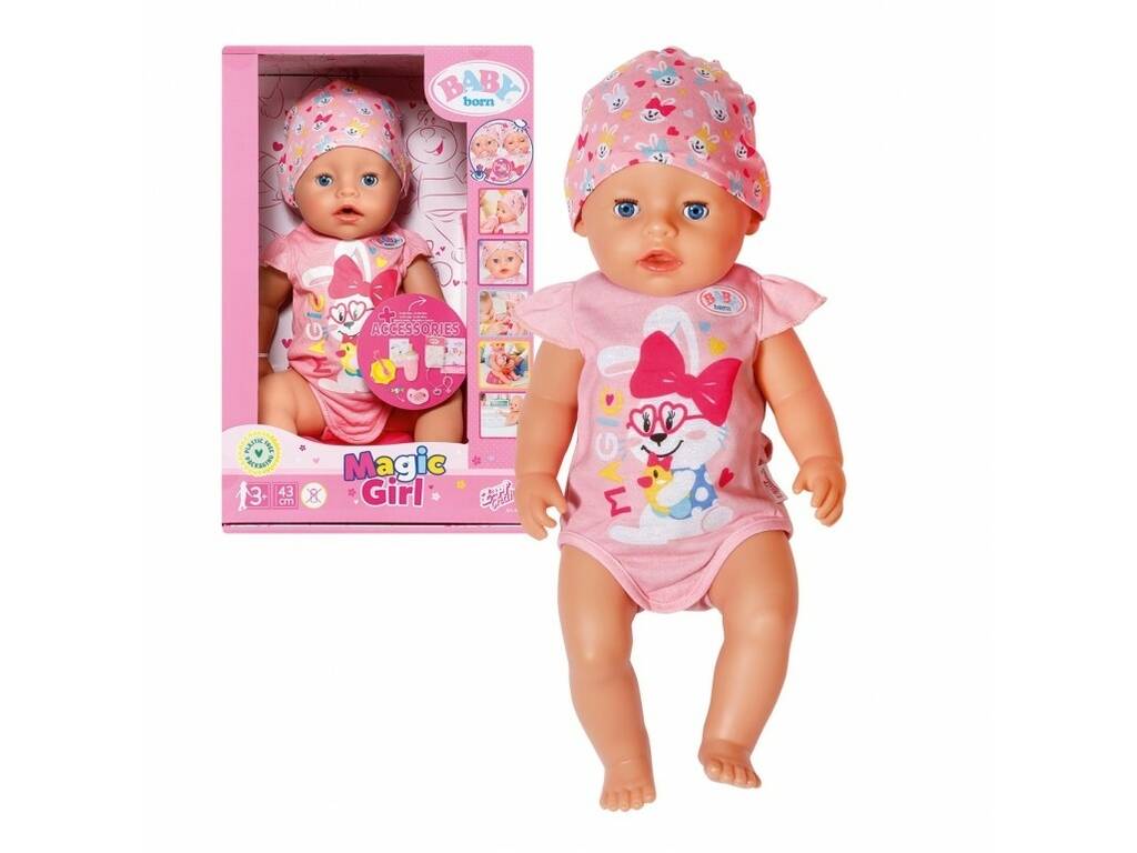 Boneca Interativa Baby Born Menina Vestido Rosa 43 cm.