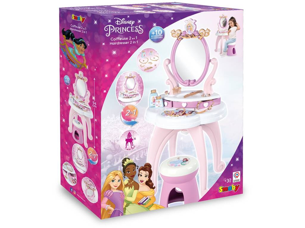 Table à langer 2 en 1 avec tabouret Disney Princesses Smoby 7600320250