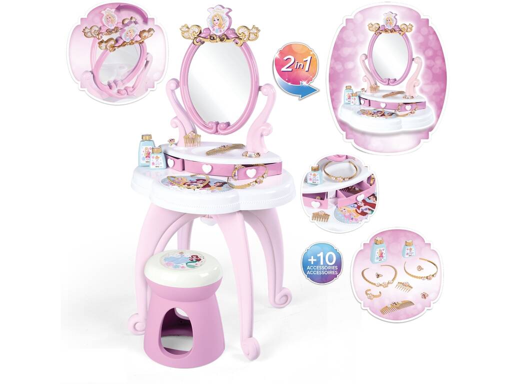 Table à langer 2 en 1 avec tabouret Disney Princesses Smoby 7600320250