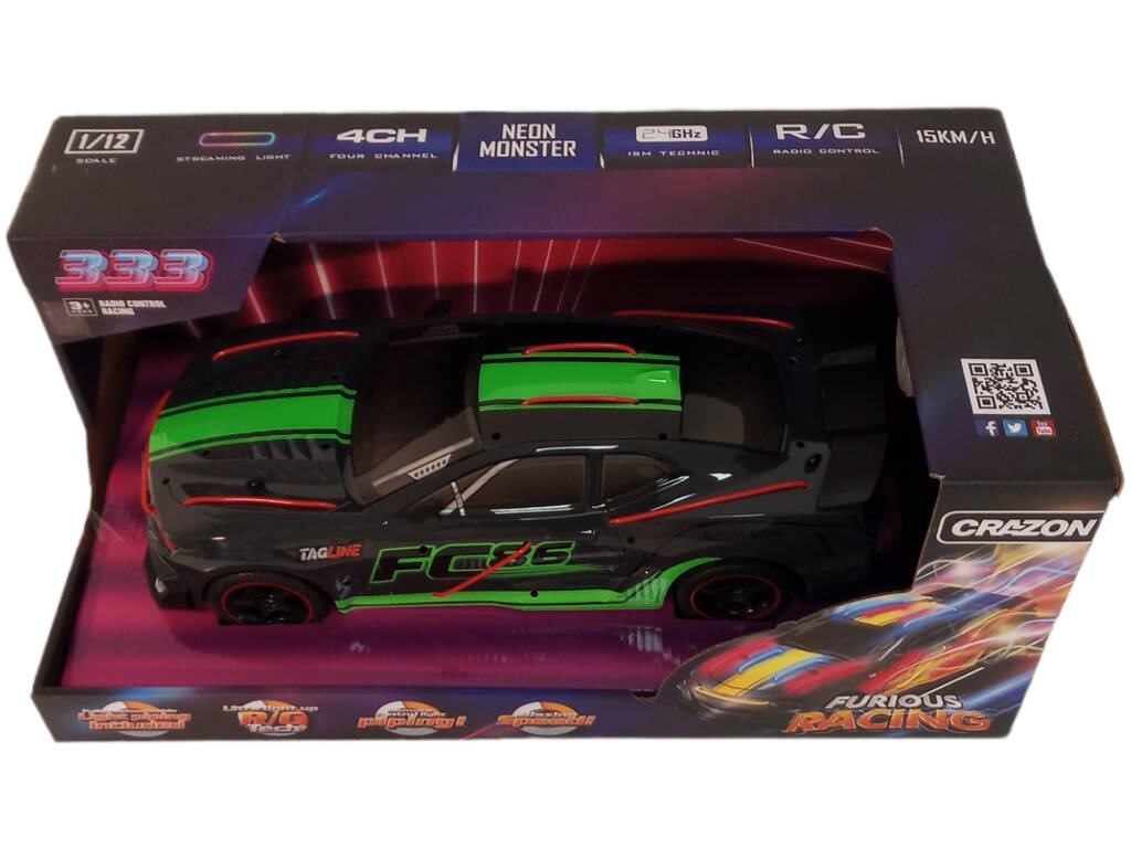 Auto radiocomandata Neon Monster verde 1:12
