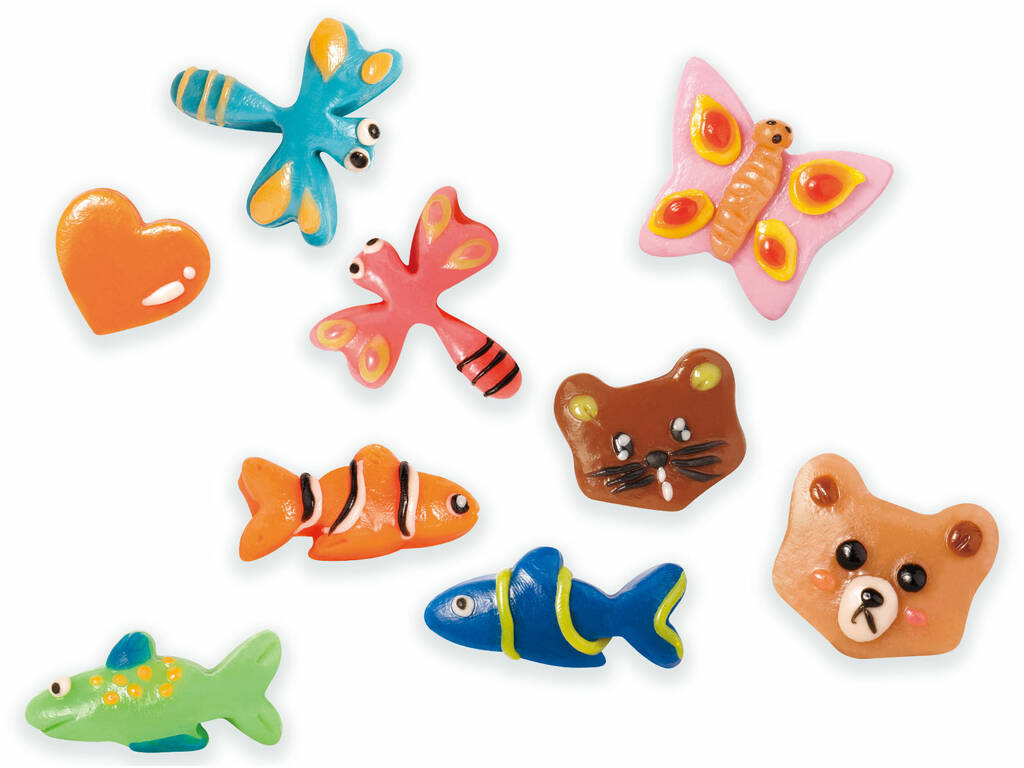 Set Herramientas Moldeo Peces 10 piezas con 5 Botes Plastilina 20 g.